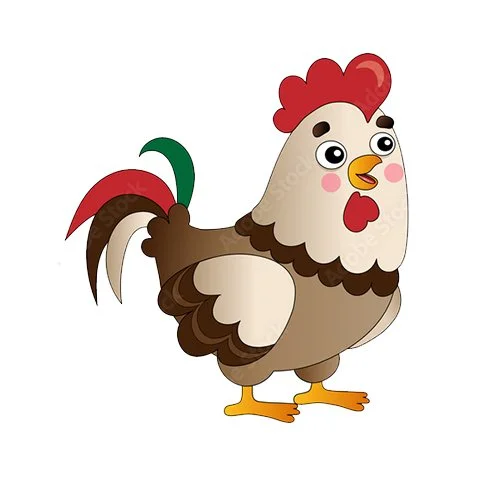 Цветной вариант раскраски петух потерялся