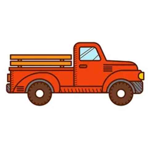 Цветной пример раскраски пикап грузовик