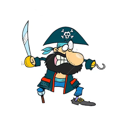 Цветной вариант раскраски пират без ноги