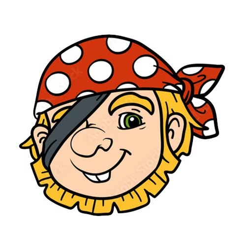 Цветной вариант раскраски пират голова