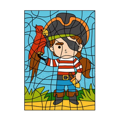 Цветной вариант раскраски по номерам: пират по номерам