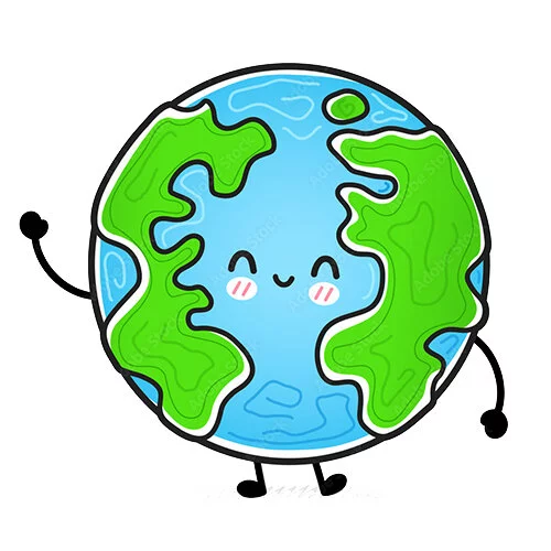 Цветной пример раскраски планета земля с ручками