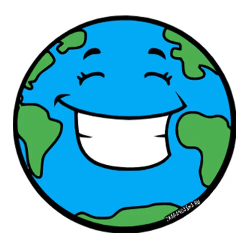Цветной вариант раскраски планета земля улыбается