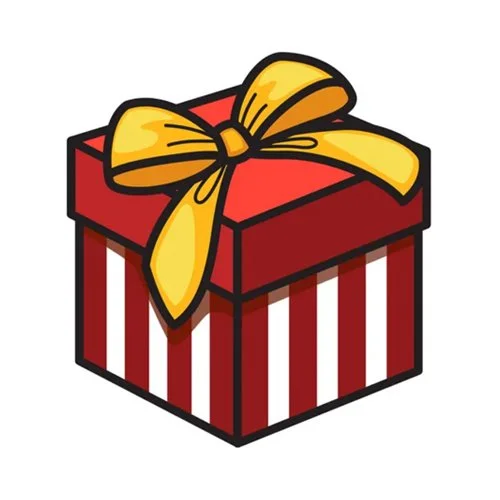 Цветной вариант раскраски подарок с бантом