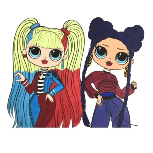 Цветной пример раскраски подружки лол омг