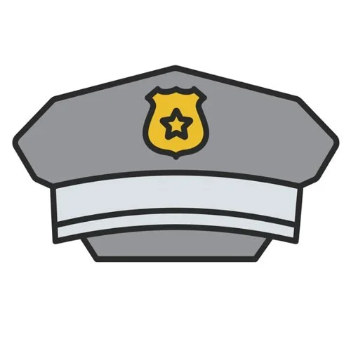 Цветной пример раскраски полицейская атрибутика фуражка