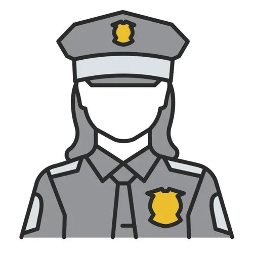 Цветной пример раскраски полицейский женщина