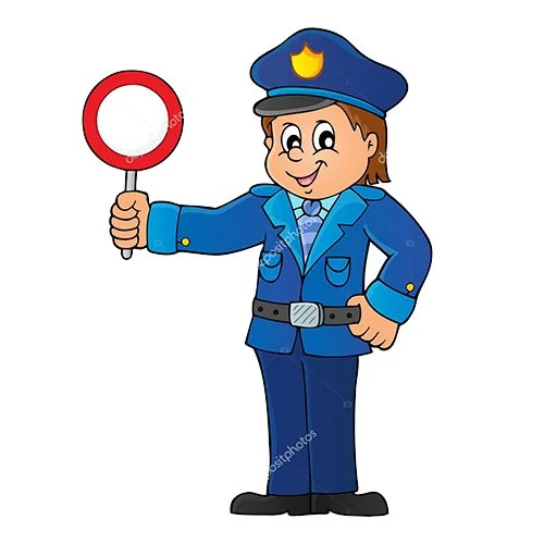 Цветной вариант раскраски полицейский регулирует движение