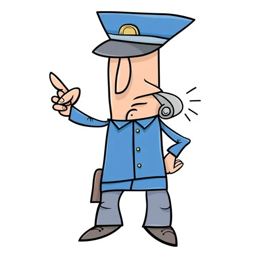 Цветной вариант раскраски полицейский свистит