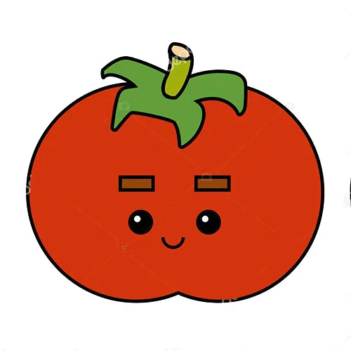 Цветной вариант раскраски помидор томат каваи