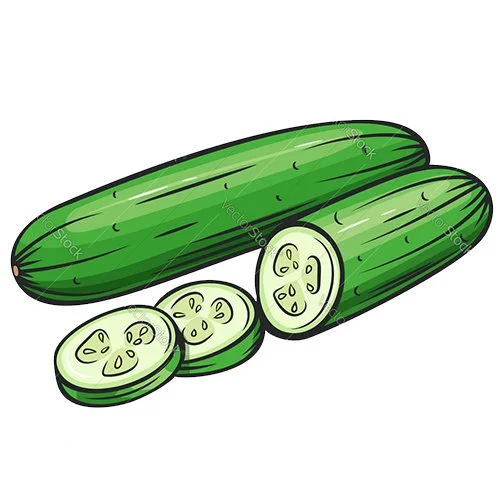 Цветной пример раскраски порезанный огурец