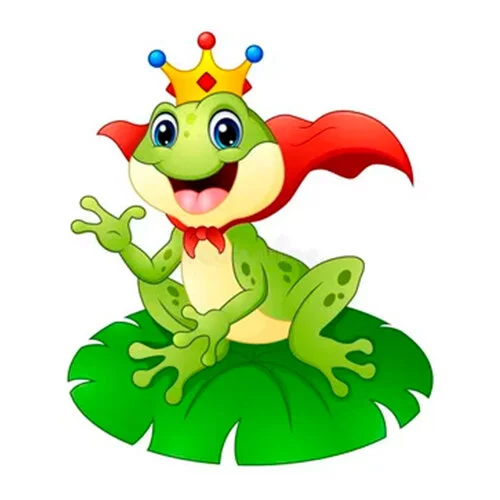 Цветной пример раскраски пригцесса-лягушка