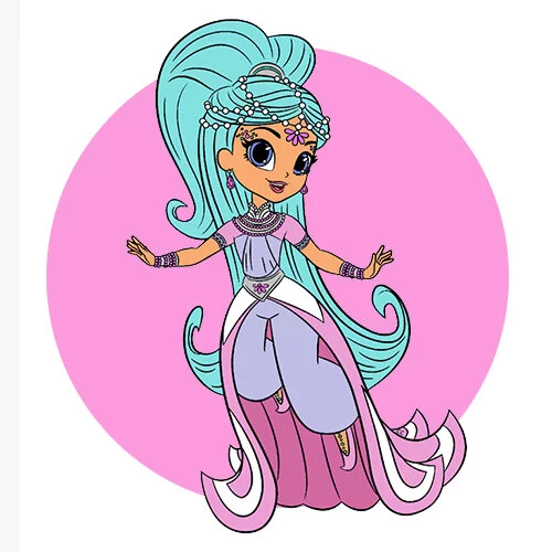 Цветной вариант раскраски принцесса самира