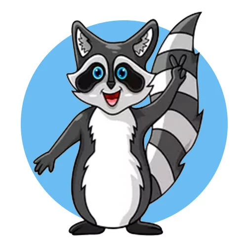 Цветной пример раскраски привет от енота