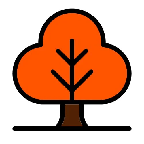 Цветной вариант раскраски простой рисунок дерева