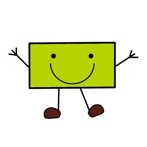 Цветной вариант раскраски прямоугольник с глазками