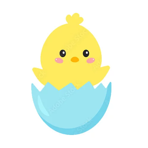 Цветной пример раскраски птенец в яйце