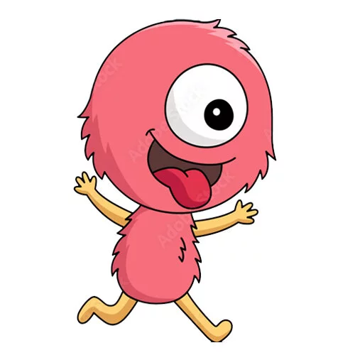 Цветной пример раскраски пушистый монстр