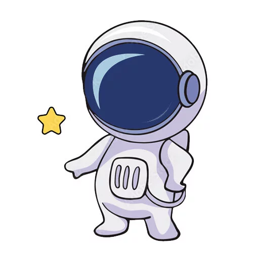 Цветной вариант раскраски пузатик-космонавт