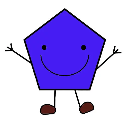 Цветной вариант раскраски пятиугольник (пентагон) с глазками