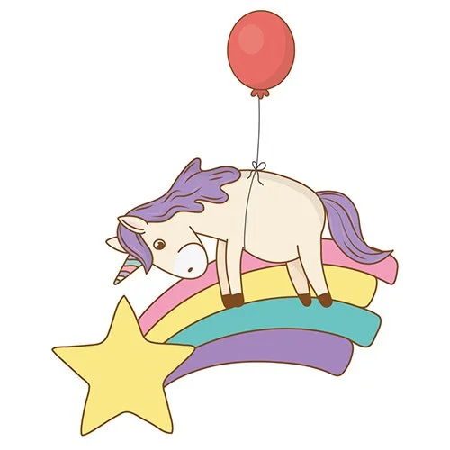 Цветной вариант раскраски радуга, единорог