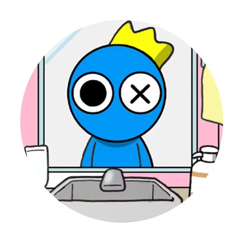 Цветной вариант раскраски радужные друзья голубой в ванной