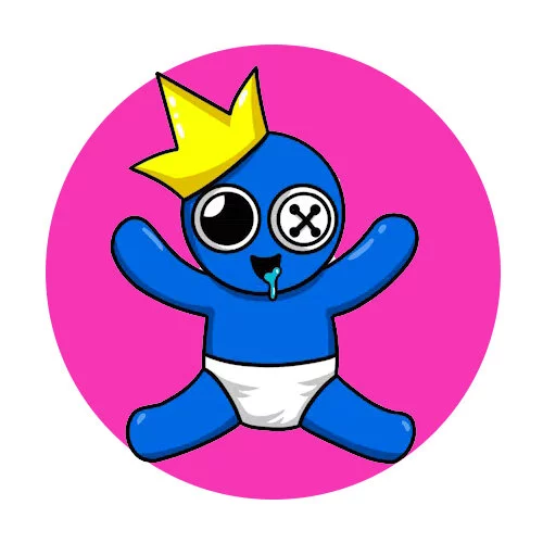 Цветной вариант раскраски радужные друзья малыш голубой