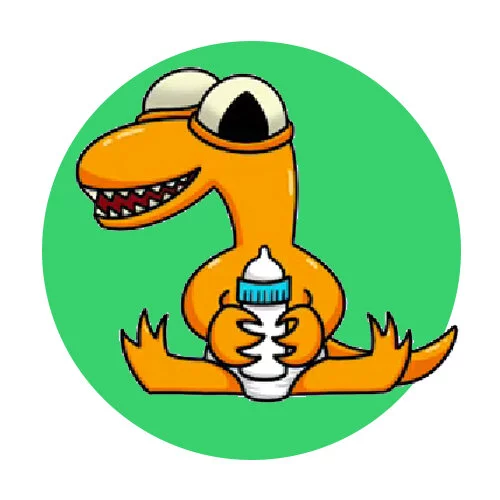 Цветной вариант раскраски радужные друзья малыш оранжевый