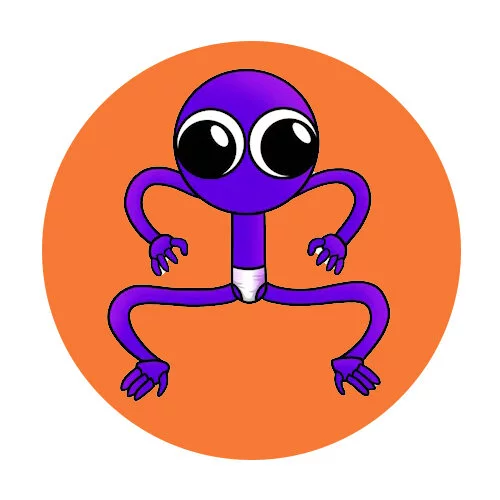 Цветной вариант раскраски радужные друзья малыш пурпурный