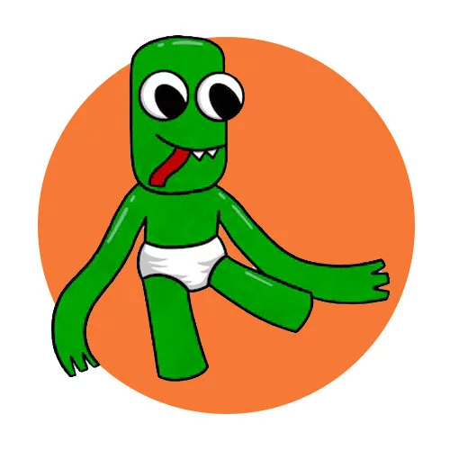 Цветной вариант раскраски радужные друзья малыш зеленый