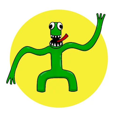 Цветной вариант раскраски радужные друзья зеленый грин