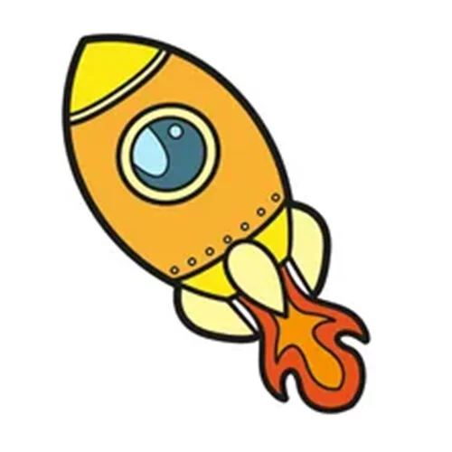 Цветной вариант раскраски ракета