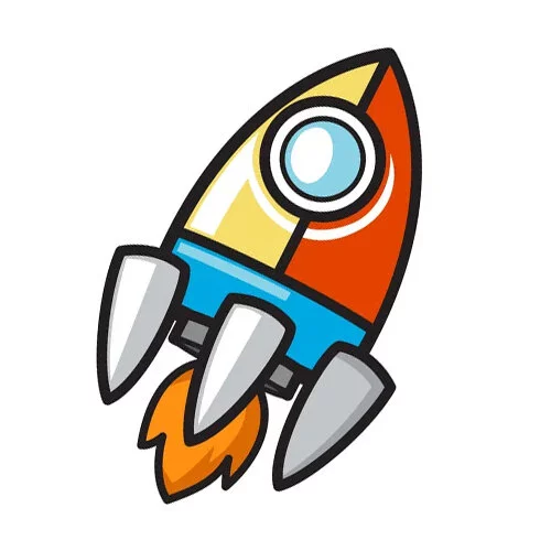 Цветной пример раскраски ракета простая