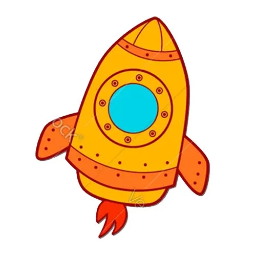 Цветной вариант раскраски ракета с иллюминатором