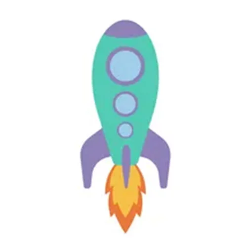 Цветной вариант раскраски ракета с огнем