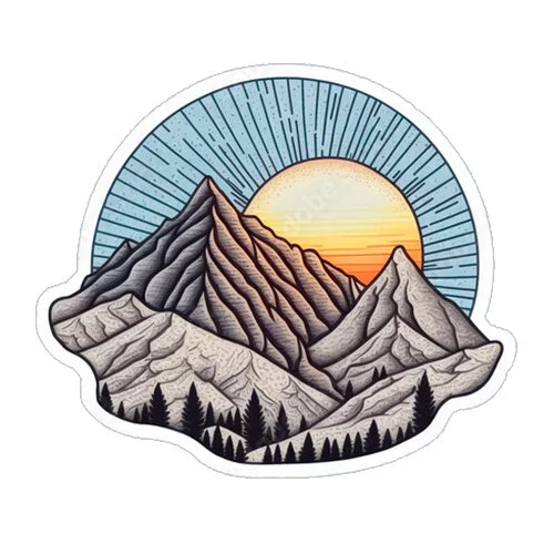 Цветной вариант раскраски рассвет в горах пейзаж