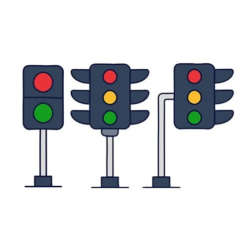 Цветной вариант раскраски разные виды светофора