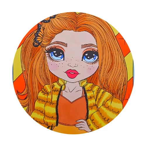 Цветной вариант раскраски рейнбоу хай поппи роуен