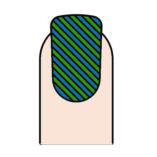 Цветной пример раскраски рисунок линии на ногте