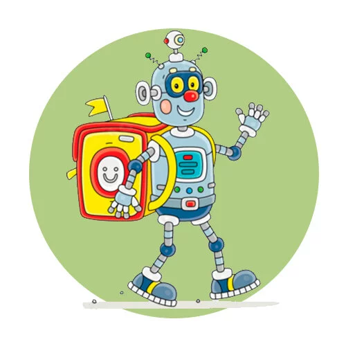 Цветной вариант раскраски робот-доставщик