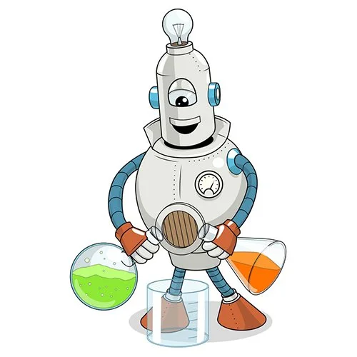 Цветной вариант раскраски робот химик