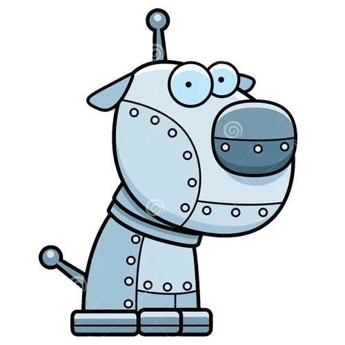 Цветной вариант раскраски робот пес (собака)