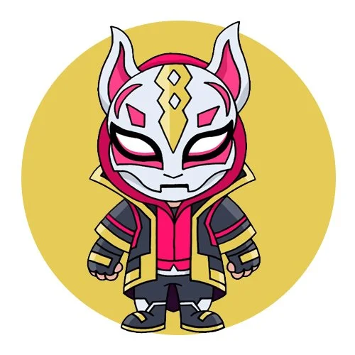 Цветной вариант раскраски ронин в маске фортнайт