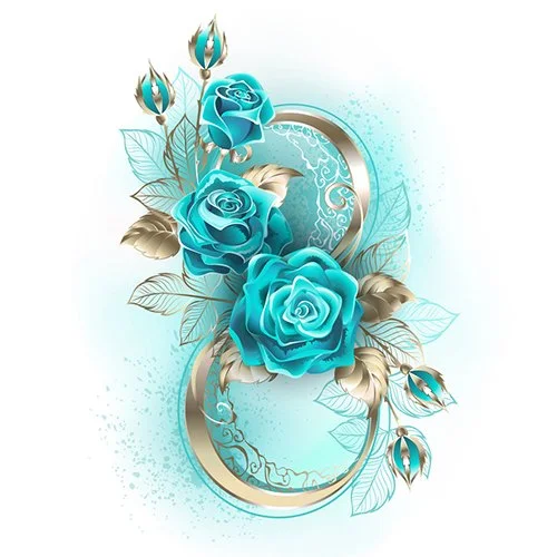 Цветной вариант раскраски розы на 8 марта