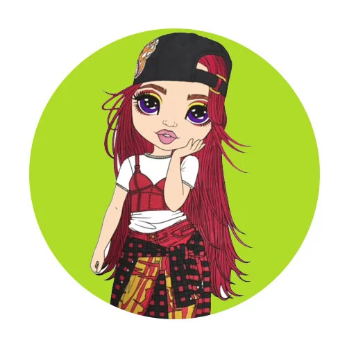 Цветной вариант раскраски руби рейнбоу хай (rainbow high)