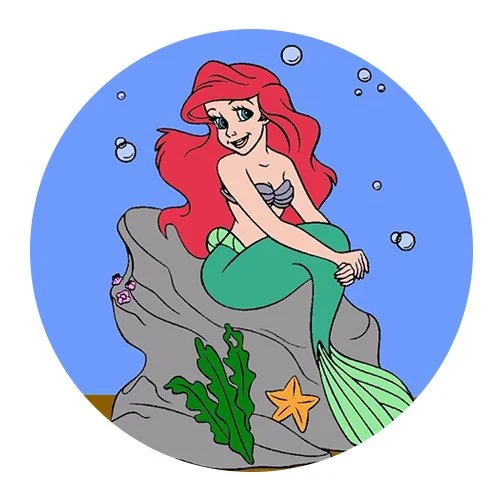 Цветной вариант раскраски русалочка ариэль, флаундер и себастьян