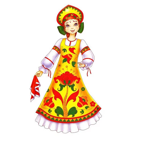 Цветной вариант раскраски русская красавица