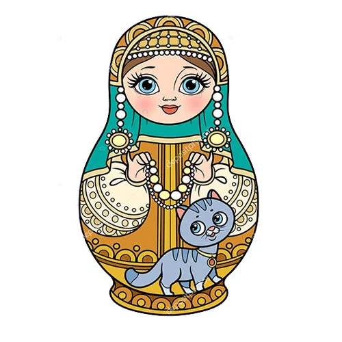 Цветной вариант раскраски русская народная матрешка