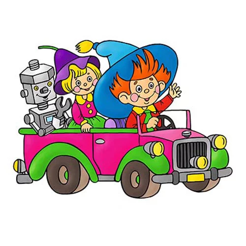 Цветной вариант раскраски с цветным образцом незнайка