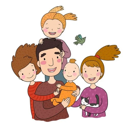 Цветной вариант раскраски с днем семьи! открытка